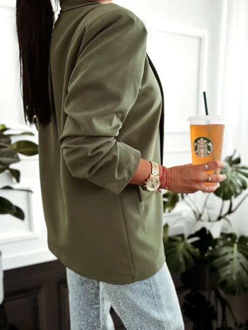 Marynarka damska coffee chic bez zapięcia – styl miejski